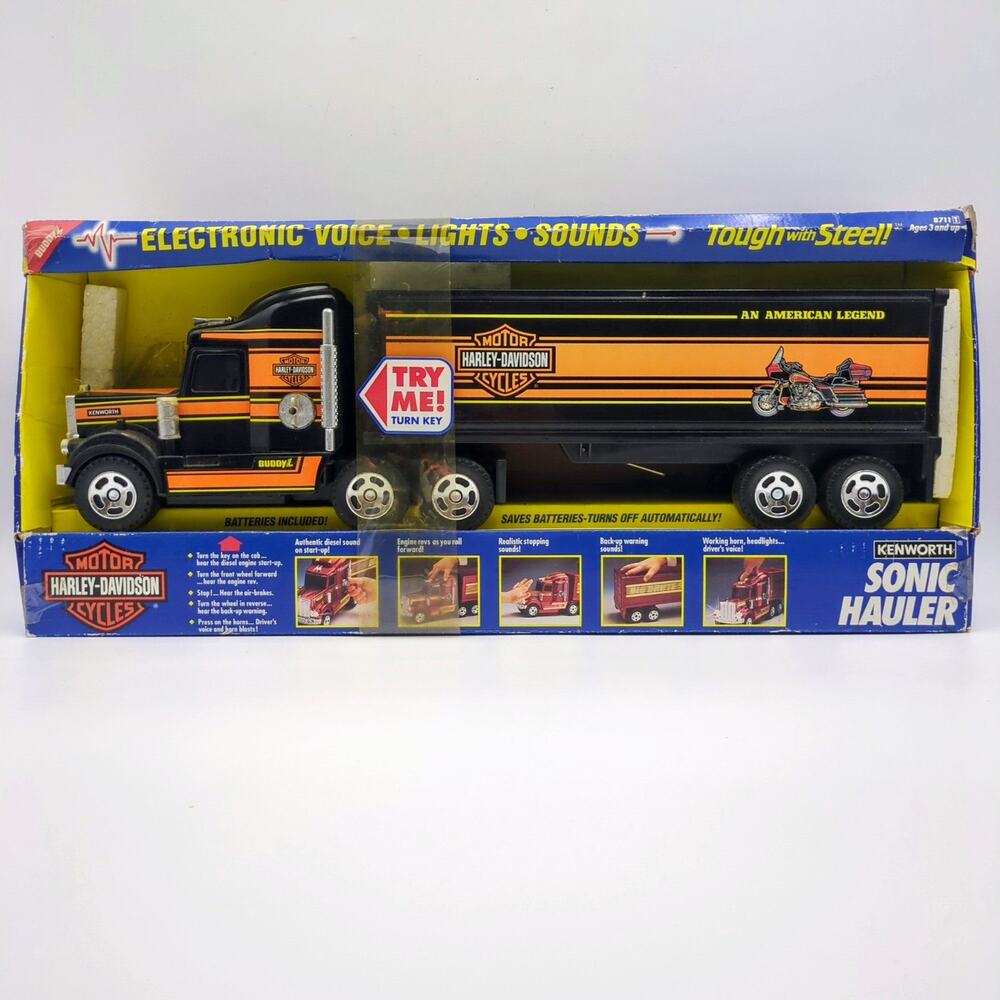Buddy L Kenworth Sonic Hauler Harley-Davidson Semi Truck Toy Electronic Voice